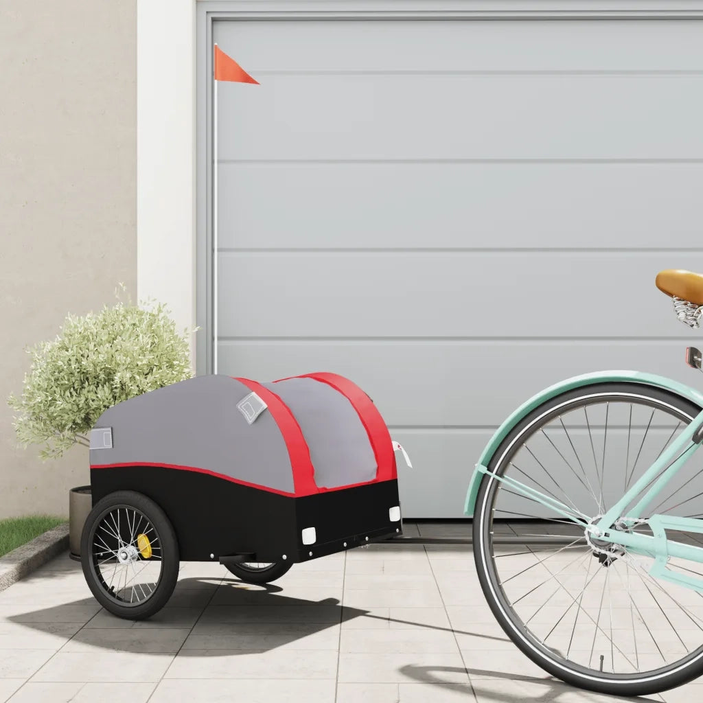 Rimorchio da Bici Nero e Rosso 30 kg in Ferro CFW7410097