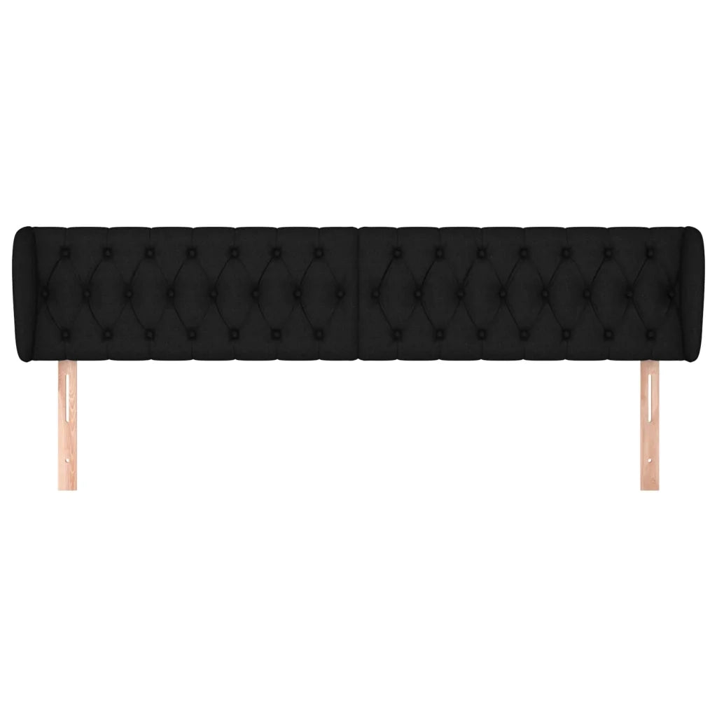 Testiera | Testata ad Orecchio Nera 183x23x78/88 cm in Tessuto
