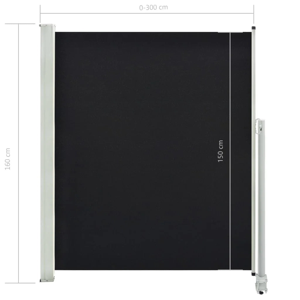 Tenda da sole laterale retrattile 160 x 300 cm nera 02_0007276