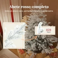 Albero di Natale Innevato Alto 150 cm con Rami Realistici e Base in Metallo Pieghevole