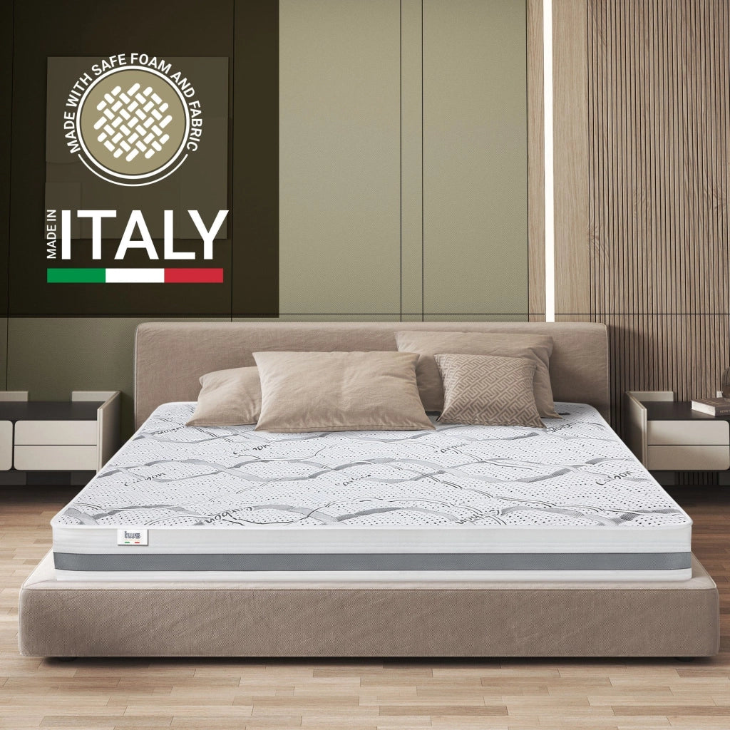 Materasso Singolo 75x200 cm a Media Rigidita' | Altezza 20 cm | Tessuto Anallergico e Traspirante | Proprieta' Ortopediche e Automodellanti | Prodotto in Italia