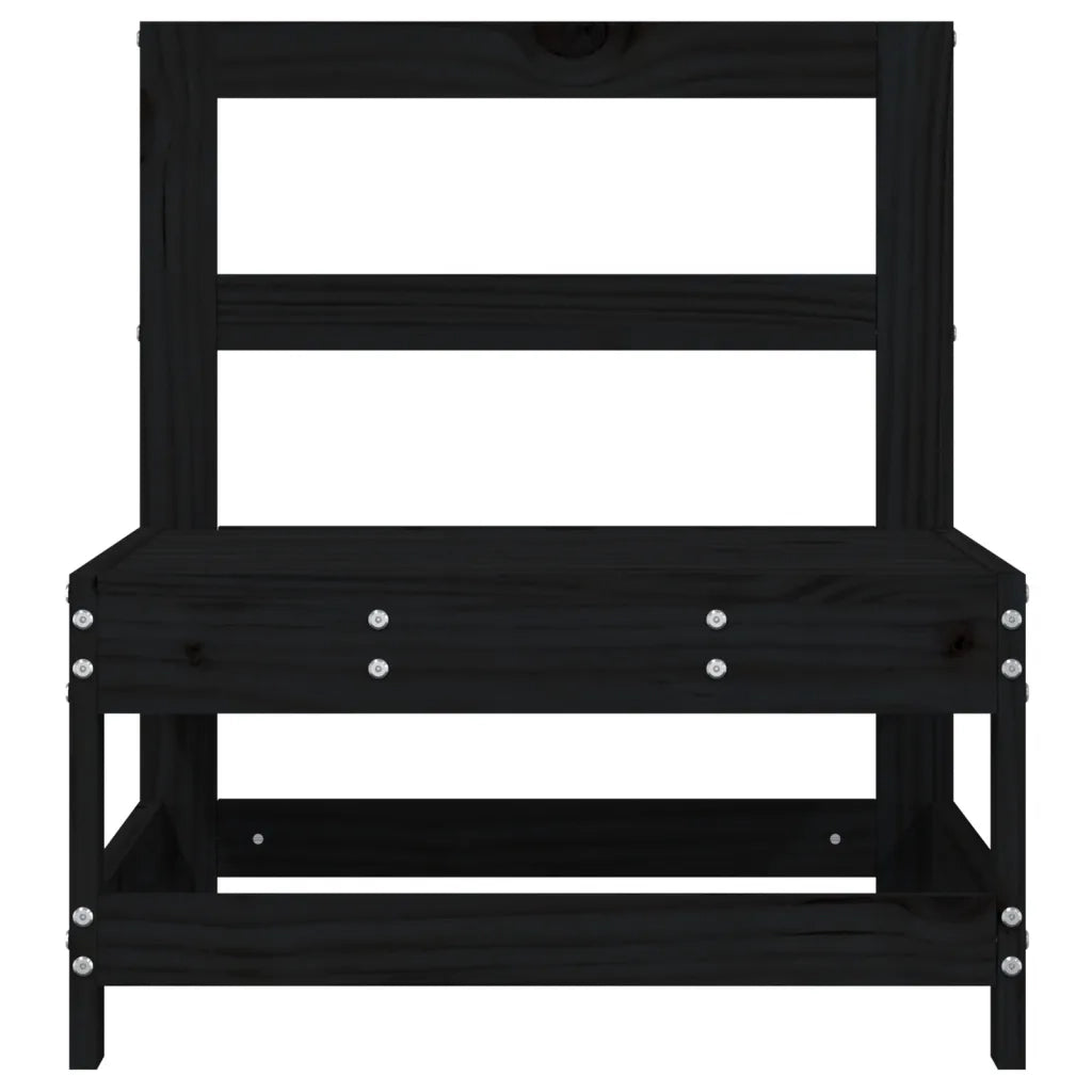 Divano Centrale da Giardino Nero in Legno Massello di Pinocod mxl 132549