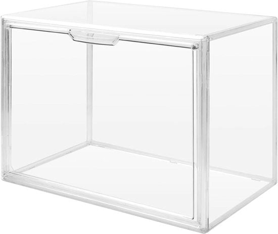 Organizzatore per la conservazione di borse e scarpe in box di plastica trasparente 36 x 22 x 27 cm con porta magnetica.