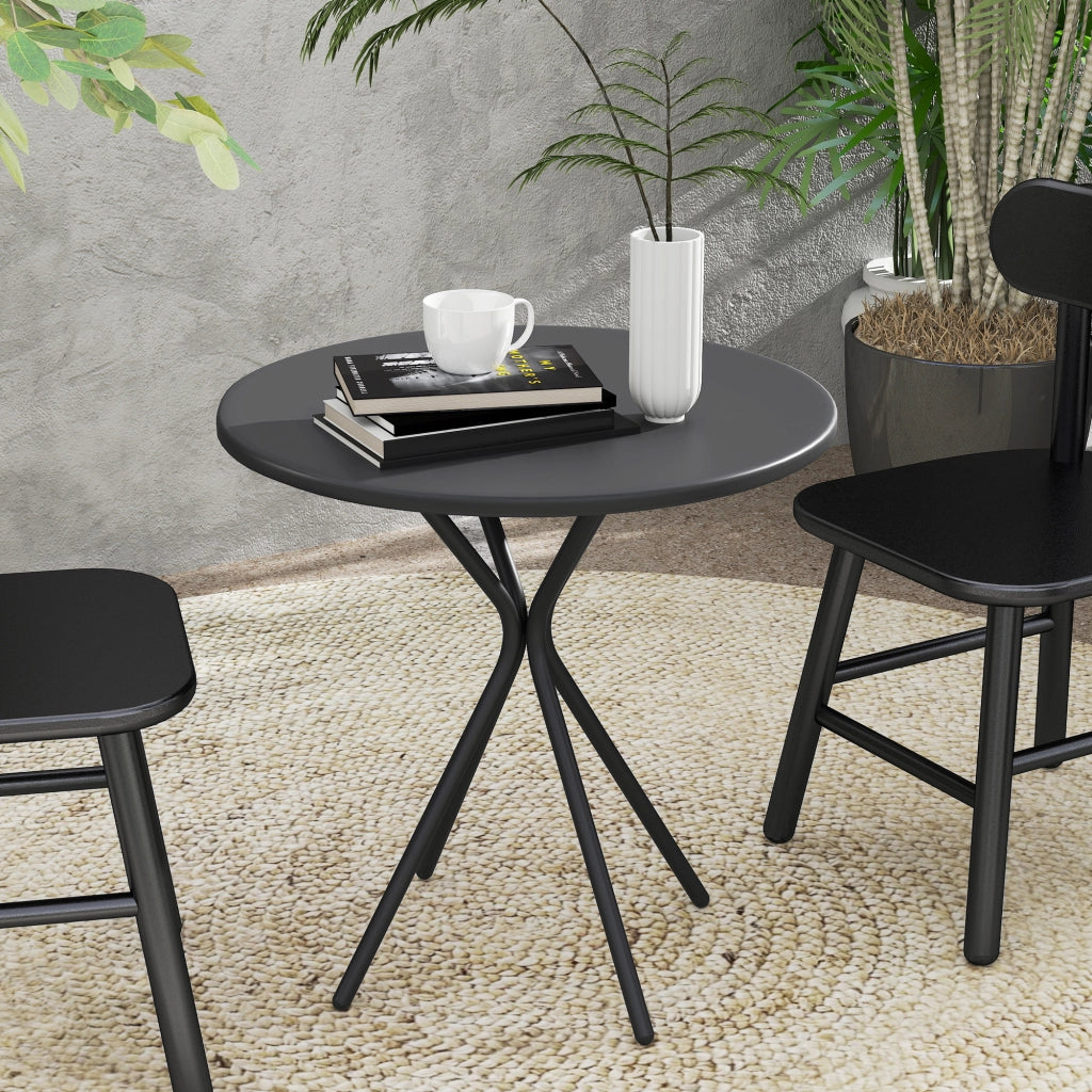Tavolo da giardino rotondo ¨C zephmum ¨C nero, acciaio, ?60 cm