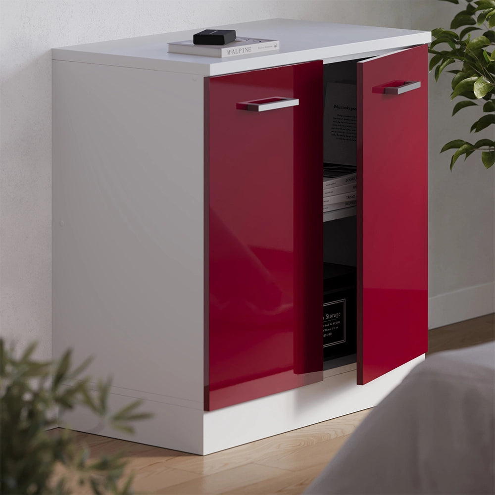 Mobile per mansarda Rion Rosso lucido/Bianco 80 x 83.8 cm senza inclinazione con 2 ante Vicco