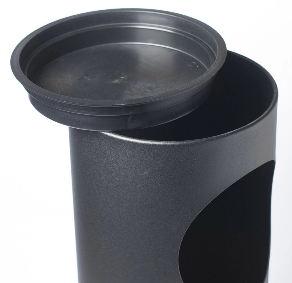 Pattumiera Gettacarte Ø24,3xh66,5 cm con Posacenere In Acciaio Verniciato Grigio