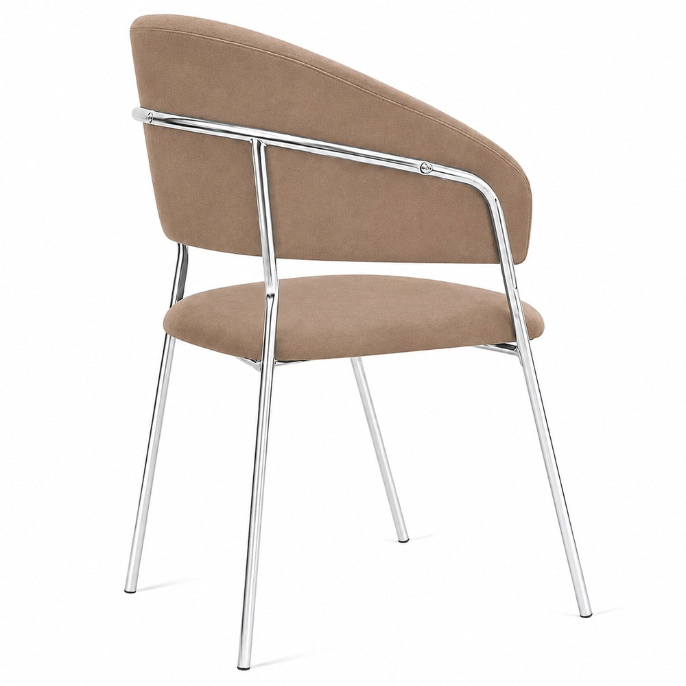 Set da 2 sedie Aurelia in velluto grigio tortora con gambe in ferro cromato