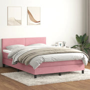 Giroletto a Molle con Materasso Rosa 160x220 cm in Velluto 3316076