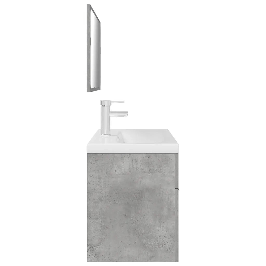 Set Mobili da Bagno | Armadio da bagno 3 pz Grigio Cemento in Legno Multistrato