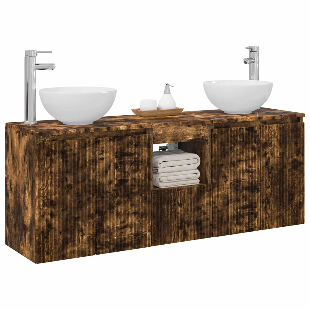 Set di Armadi da Bagno 3 pz Rovere Fumo 49,5 x 35 x 63 cm 3405622