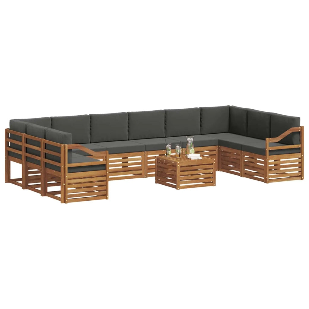 Set divano sezionale con cuscino 11 pcs Naturale e Antracite 3375617