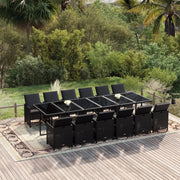 Set da Pranzo per Giardino 13 pz con Cuscini in Polyrattan Nero 3095612