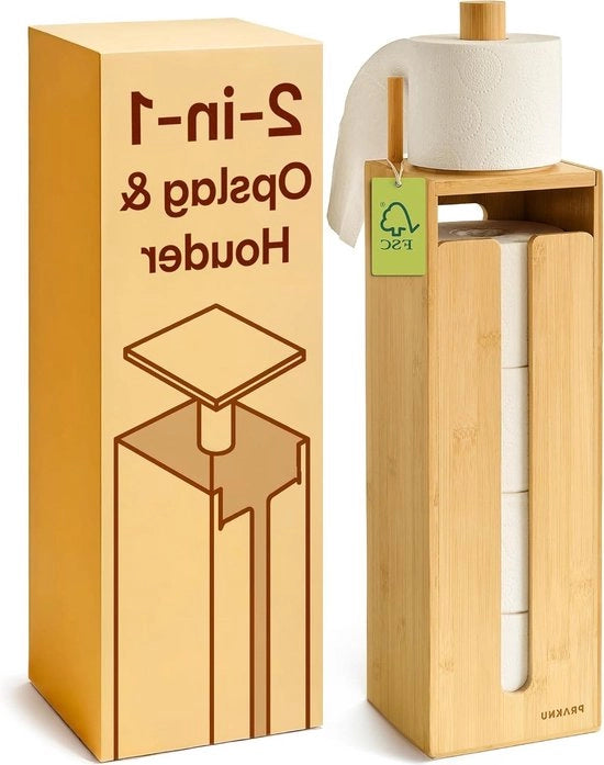 Sostituto di Carta igienica a 4 rulli - Legno FSC con coperchio magnetico per risparmio di spazio e non scivola