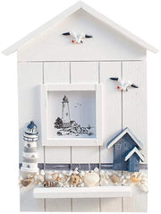 Schedario a muro in legno - Supporto per chiave - Cassettone per chiavi - Scatola per chiavi decorativa - Ripiano per chiavi - Ripiano per oggetti di piccole dimensioni - Design mediterraneo