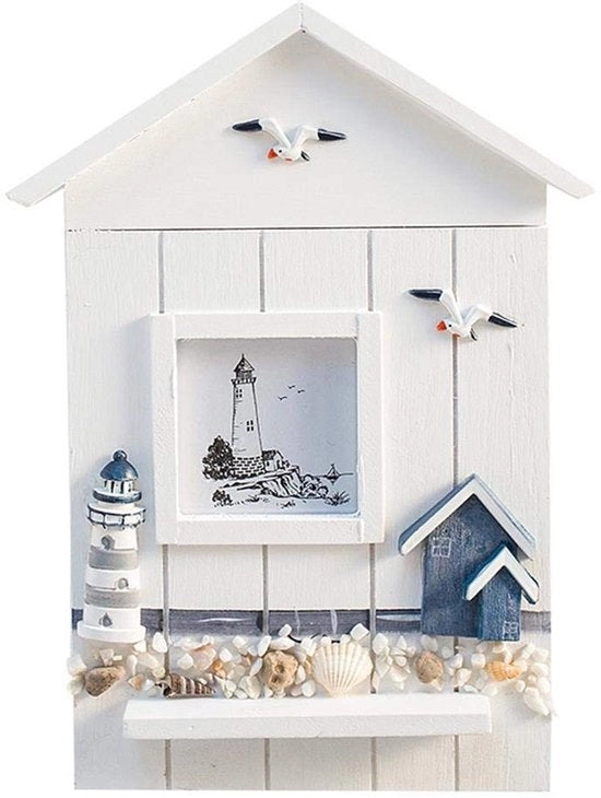 Schedario a muro in legno - Supporto per chiave - Cassettone per chiavi - Scatola per chiavi decorativa - Ripiano per chiavi - Ripiano per oggetti di piccole dimensioni - Design mediterraneo