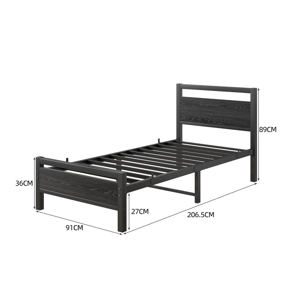 Letto singolo con rete a doghe e contenitore ¨C Minimal ¨C 90x200 cm metallo e legno