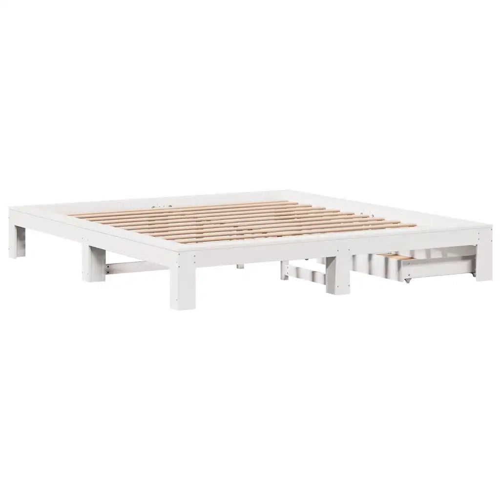 Giroletto senza Materasso Bianco 200x200 cm Legno Massello Pino