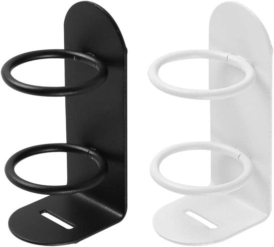 Accessori da Bagno 2 in 1 con Sostegni in Acciaio - Wandgemonteerde Tandenborstelhouder - Nero e Bianco - Senza Foratura - Accessorio da Bagno con Sostegni in Acciaio