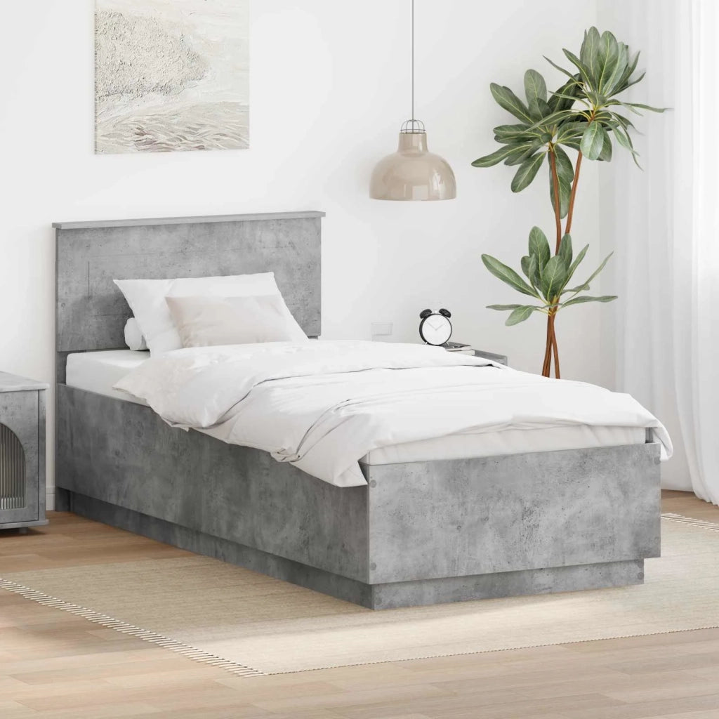 Struttura del letto con testiera Grigio cemento 100 x 200 cm
