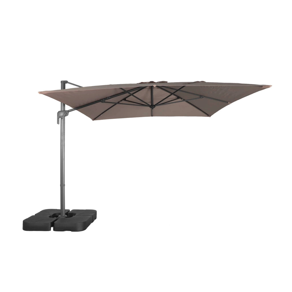 Ombrellone rettangolare eccentrico, 3x4m + base 50x50cm, talpa