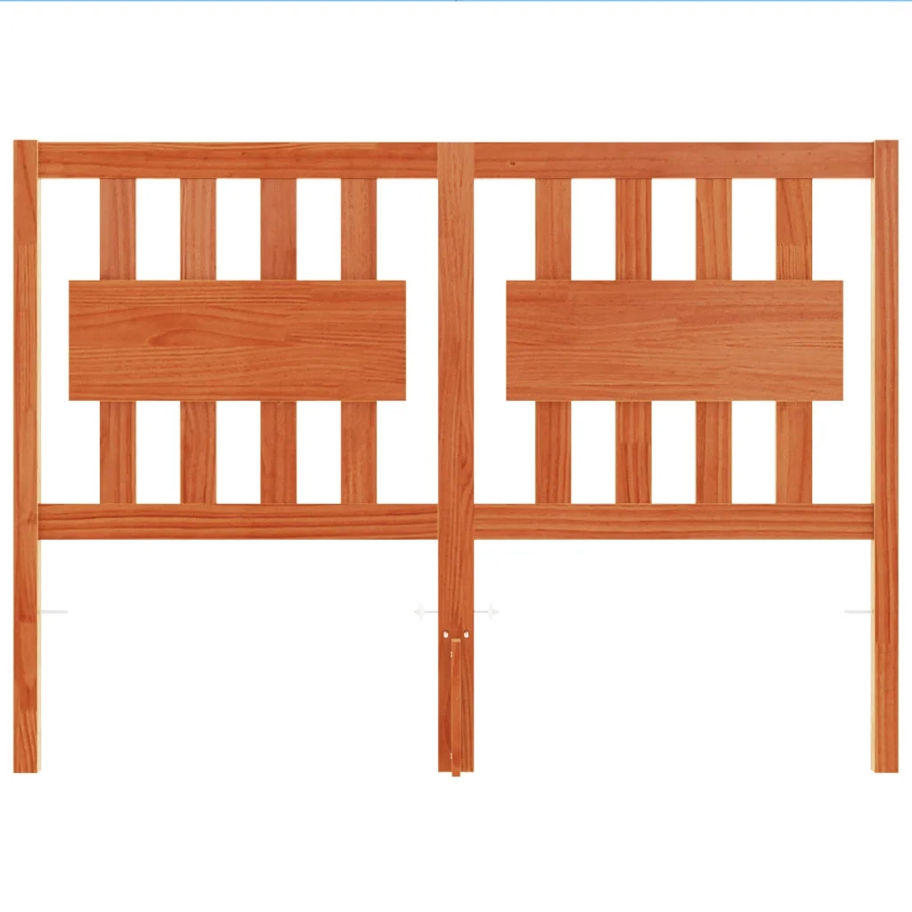 Testiera Marrone Cera 135 cm in Legno Massello di Pino 844293