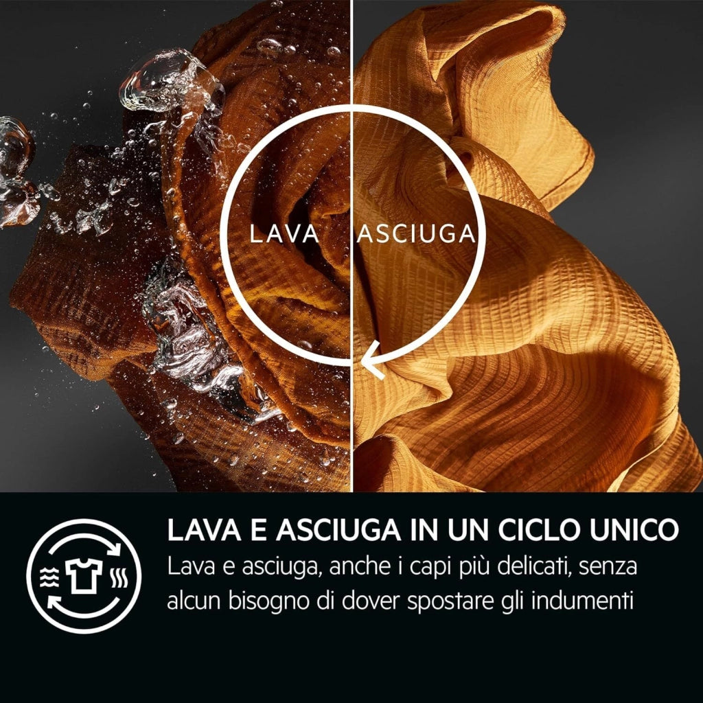 AEG LWR7D966OB Serie 7000 Lavasciuga Frontale 9-6 Kg 1600 rpm Classe D ProSteam Inverter PreciseLoad (85x60x63 cm) colore Bianco