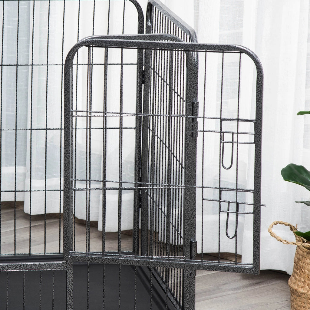 Box per Cani in Metallo con Porta e Vassoio sul Fondo, 109x74x71cm, Grigio