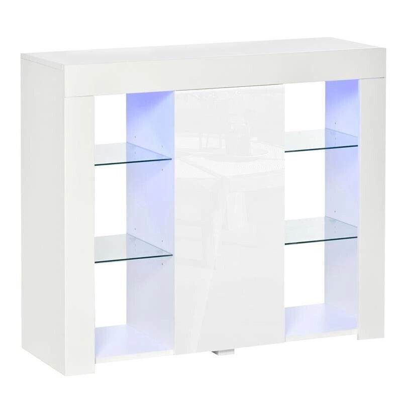 CREDENZA MODERNA CON MENSOLE IN VETRO 97X35X83 CM IN COLORE  BIANCO