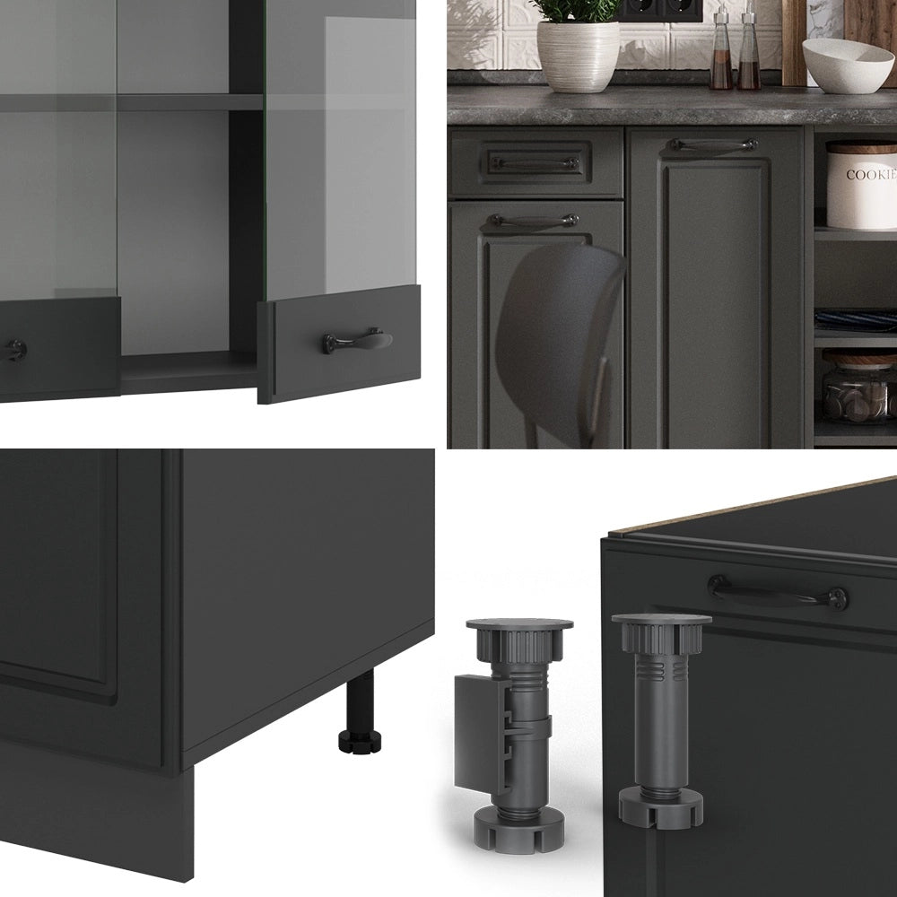 Vicco Cucina componibile Casa di campagna antracite/antracite 240 cm , PL Rovere