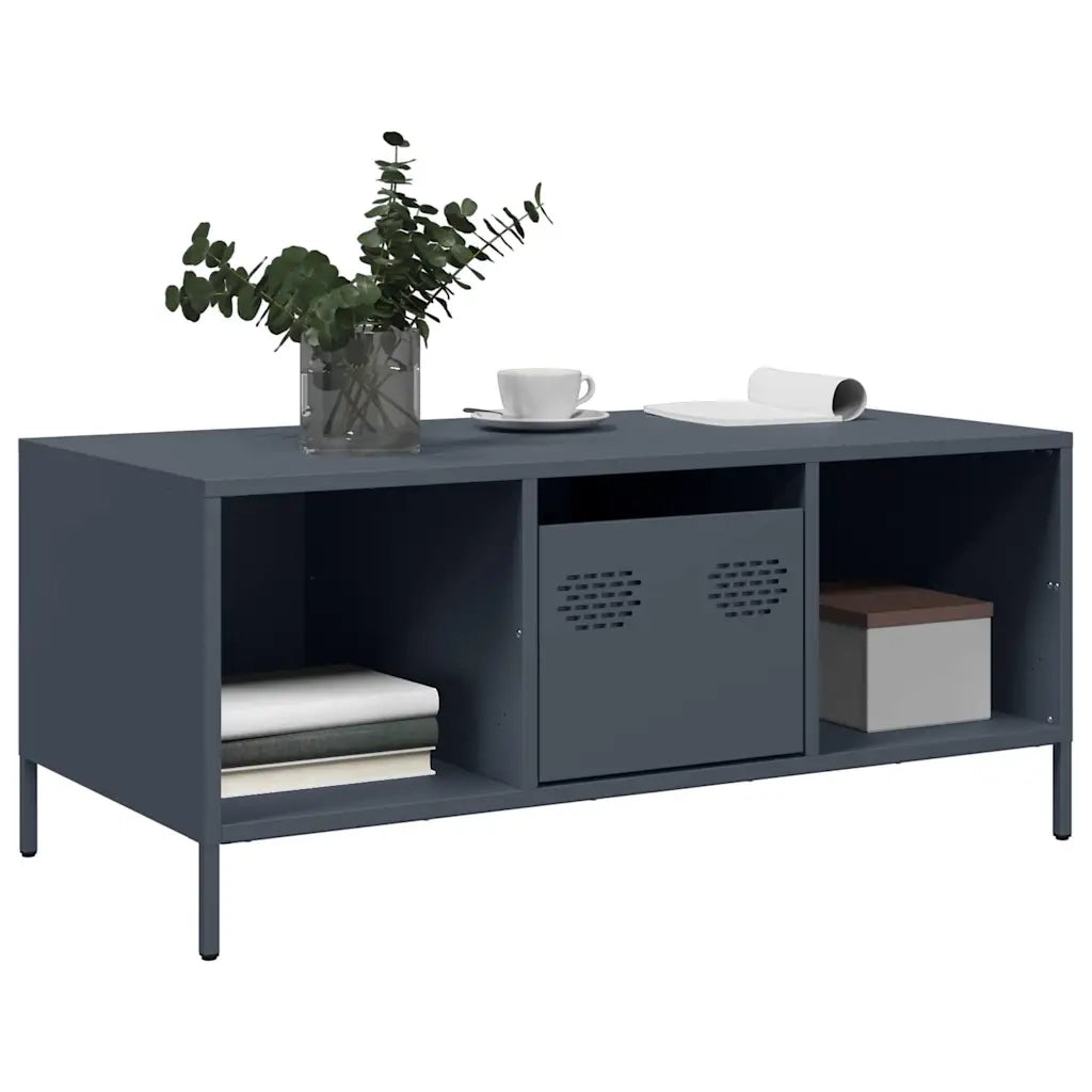 Tavolino da salotto | Tavolino da caff¨¨ | Tavolino da Soggiorno Antracite 101,5x50x43,5cm in Acciaio Laminato a Freddo