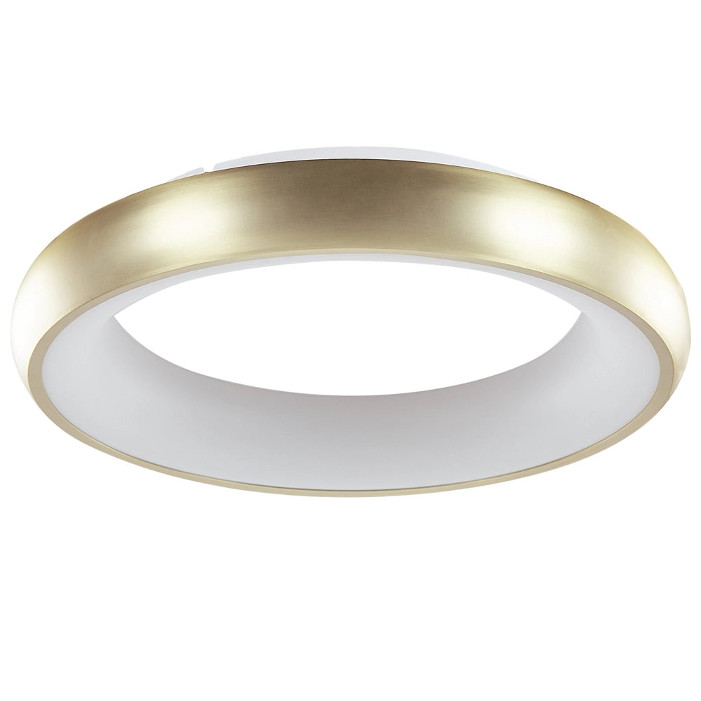 Lampada da soffitto in acciaio sintetico dorato integrato con luci a LED di forma rotonda plafoniera moderna illuminazione