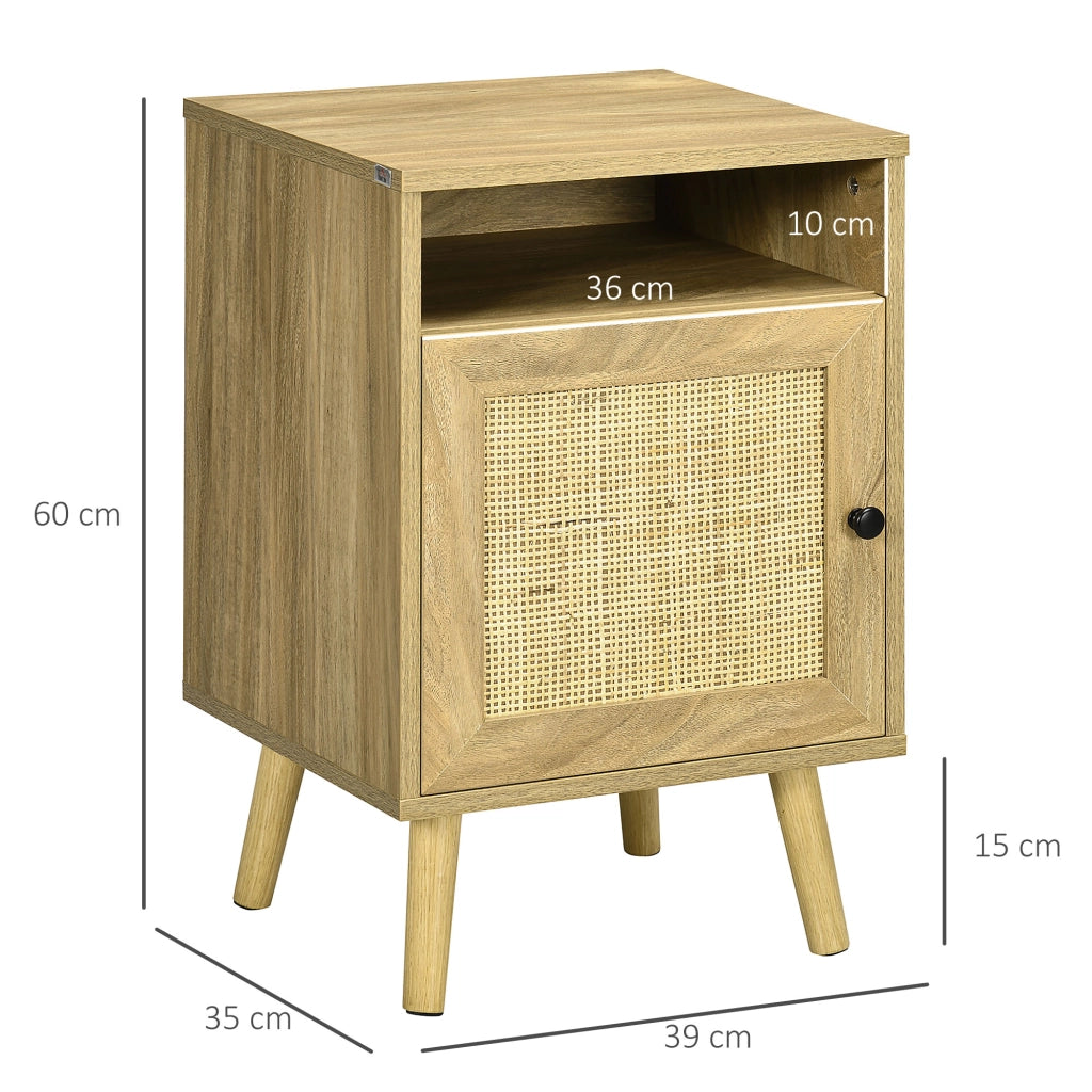 Comodino con Porta in Griglia ¨C Xylo ¨C Legno Naturale 39x35x60 cm