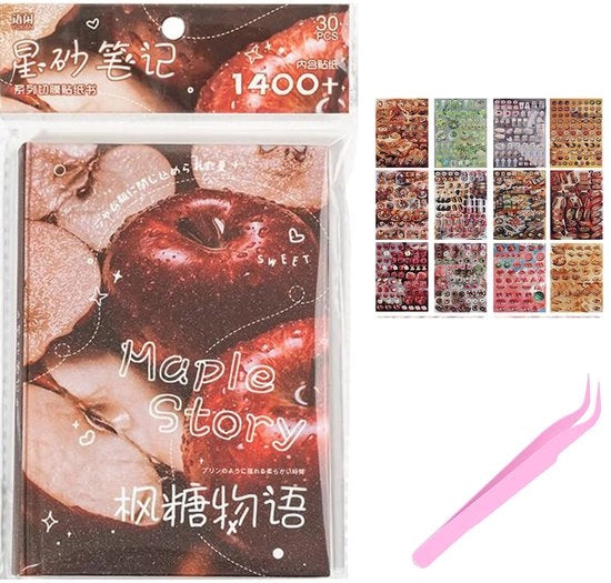 Libretto di 30 pagine con 1440 adesivi estetici per manga giapponese
