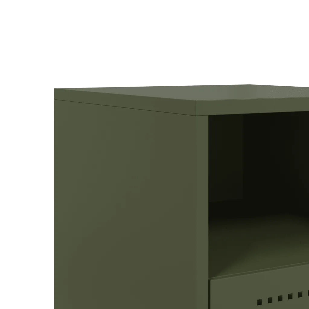 Comodino | Armadio da Notte | Mobiletto da notte Verde Oliva 36x39x60,5 cm in Acciaio
