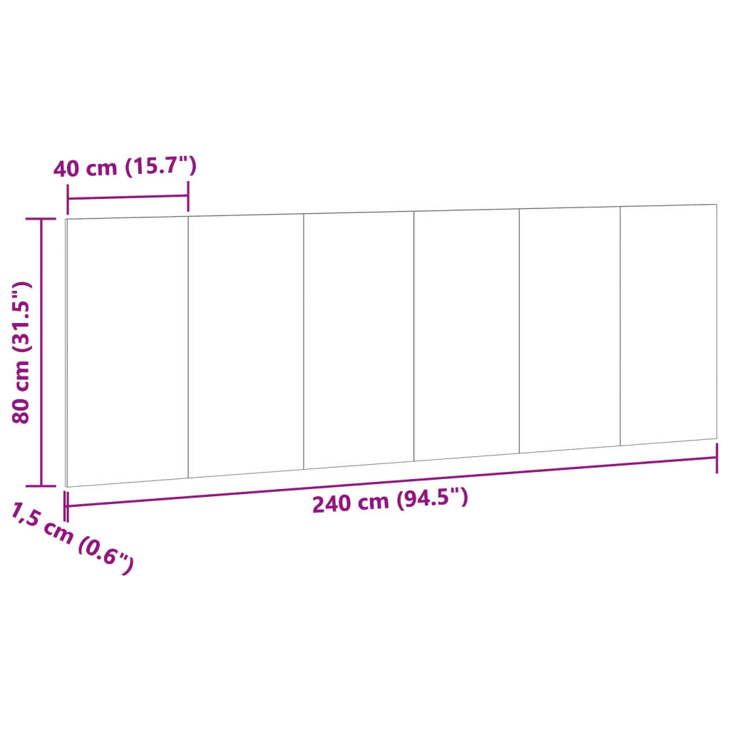 Testiera a Parete Legno Antico 240x1,5x80 cm in Truciolato