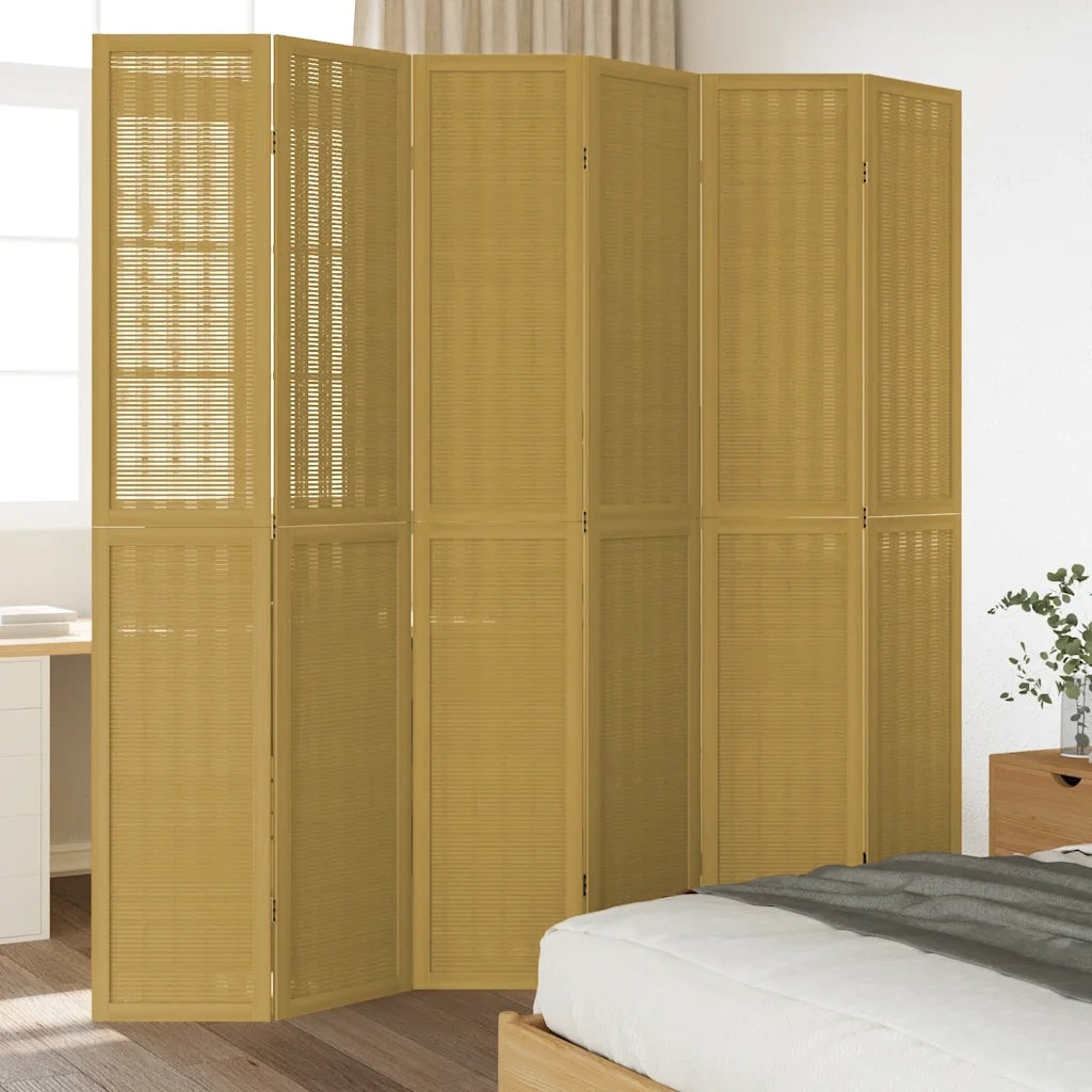 Divisorio Ambienti | Divider per stanze | Paravento 6 Pannelli Marrone Legno Massello Paulownia