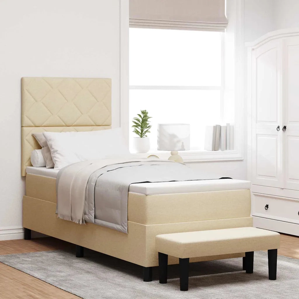 Letto a molle con testiera Crema 80 x 200 cm Tessuto 3344105