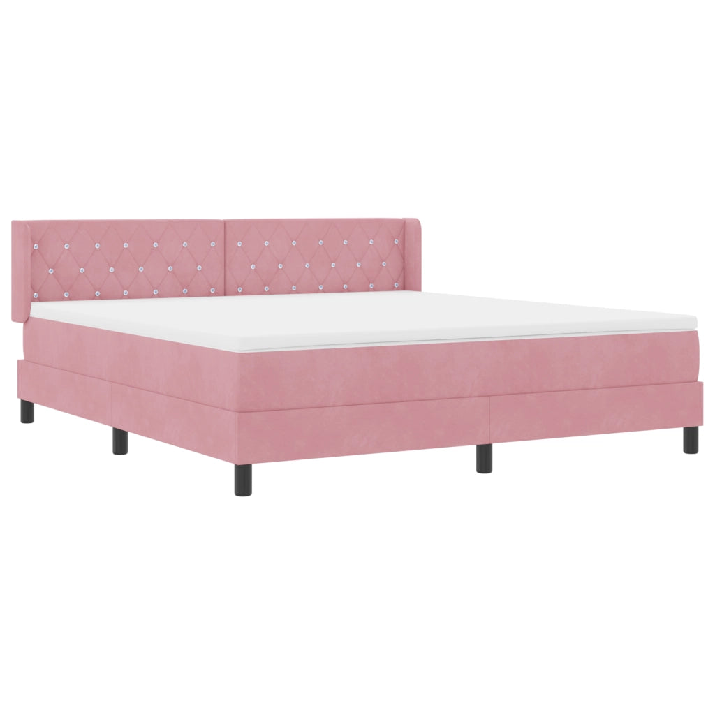 Letto Box Spring con Materasso Rosa 180x200 cm Velluto