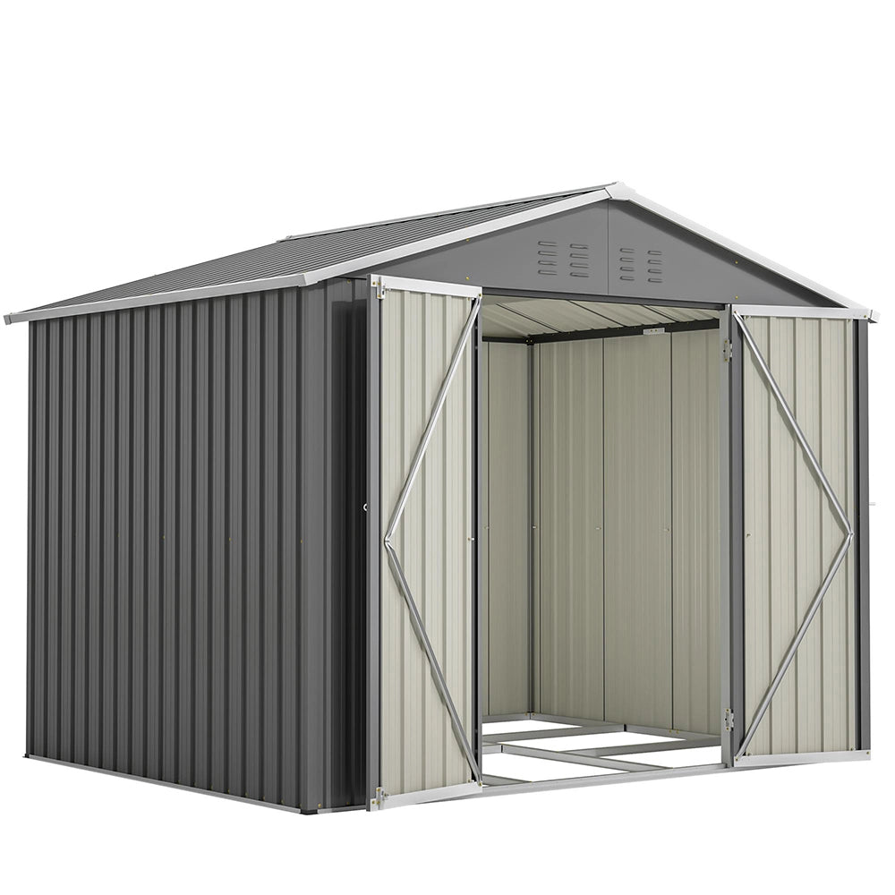 Ripostiglio per attrezzi in metallo - Xylo - 8x6FT - Colore antracite - Porta battante, ideale per attrezzi da giardino