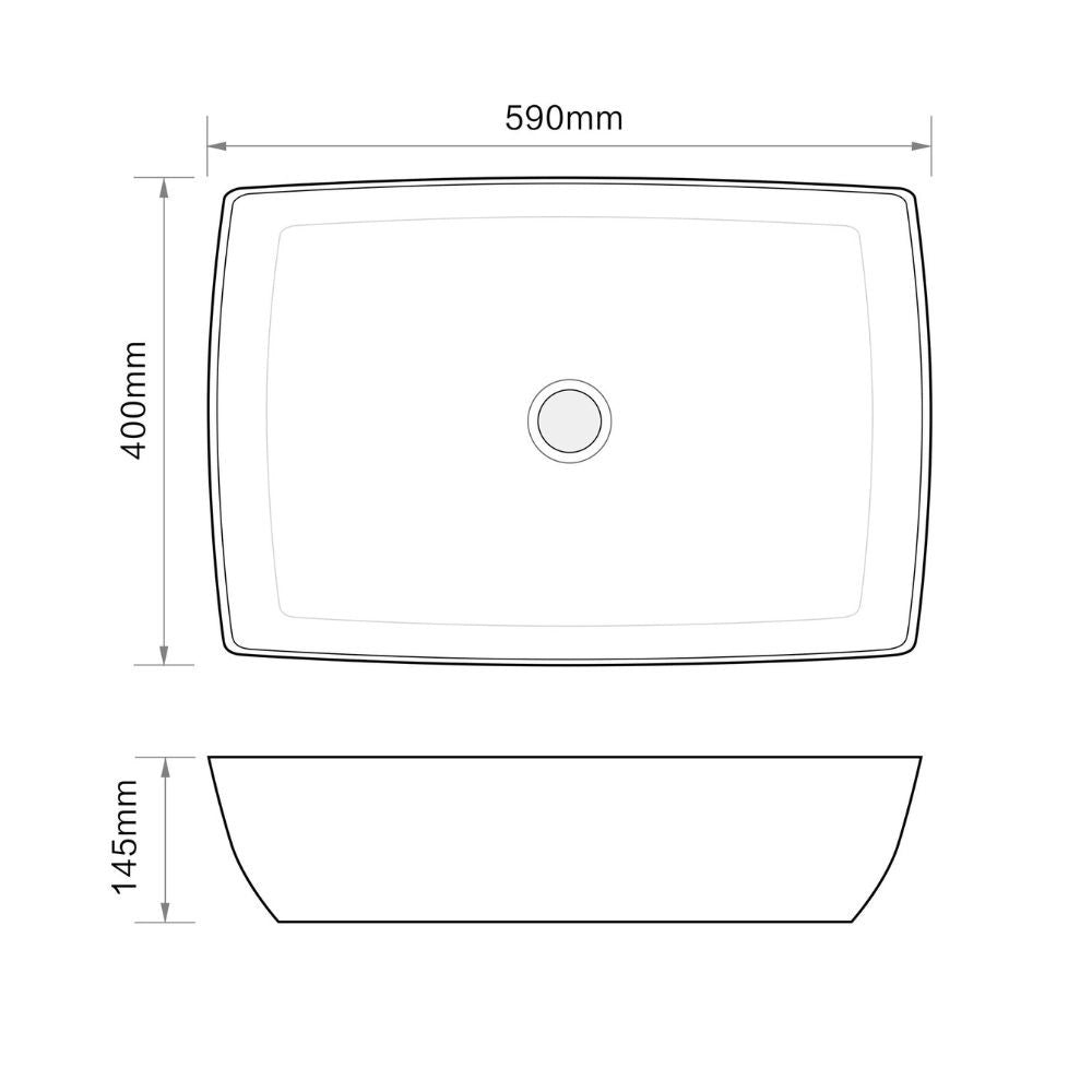 Lavabo da appoggio 9440B in ceramica 59x40x14.5 cm nero opaco