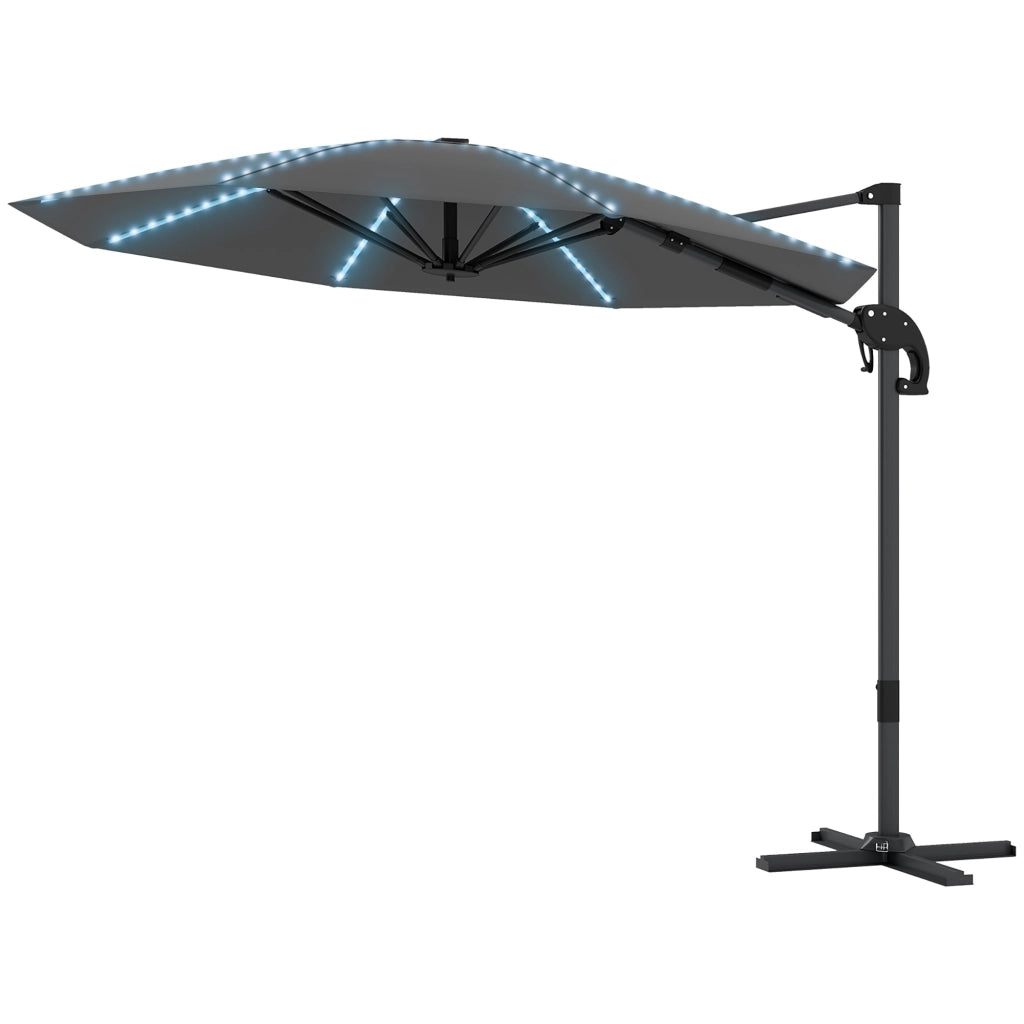 Ombrellone da giardino LED solare ¨C zephmum ¨C 300 cm regolabile in altezza grigio antracite