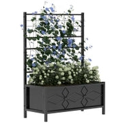 Letto per Orto Rialzato con Traliccio per Piante Rampicanti in Acciaio Zincato, 90x40x120 cm, Nero