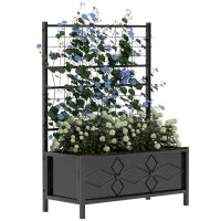 Letto per Orto Rialzato con Traliccio per Piante Rampicanti in Acciaio Zincato, 90x40x120 cm, Nero