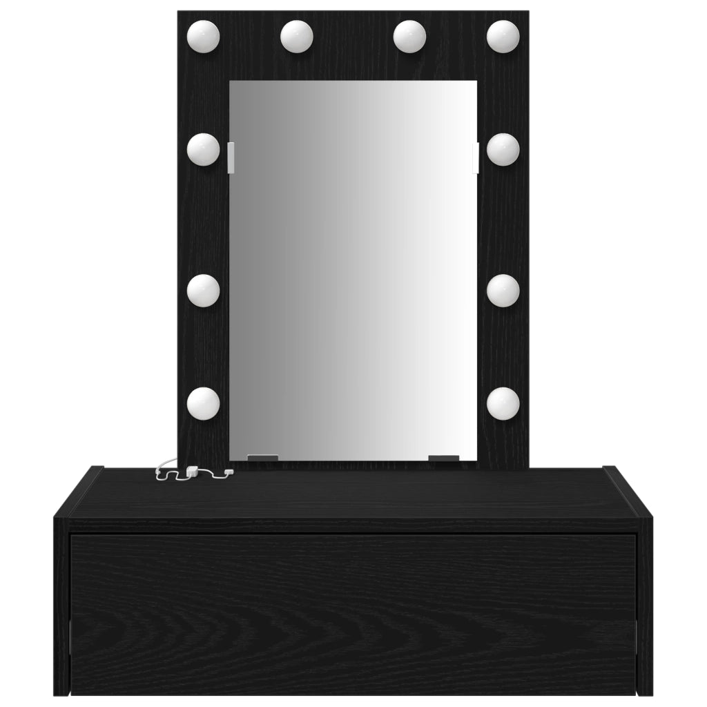Toeletta da Parete con Luci LED - Rovere Nero