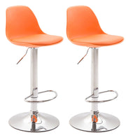 Set 2 sgabelli Kiel in polipropilene e similpelle cromo,arancione