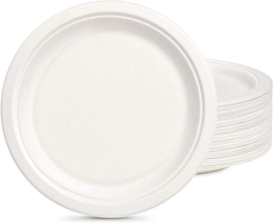 Servizio da tavola in cartone 100 pezzi 26 cm - Bianco - Tavoliere da festa - Biodegradabile - Piatti in carta - Fornitura di nozze