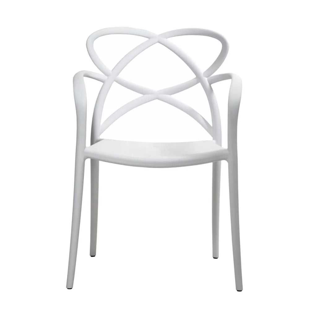 Set 04 sedie bianche con braccioli in polipropilene misura l55,5x56,5 h.82