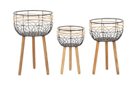 Set 3 Porta Vasi Oporto Ø 35x54,5-30x48-25x41,5 cm in Rattan