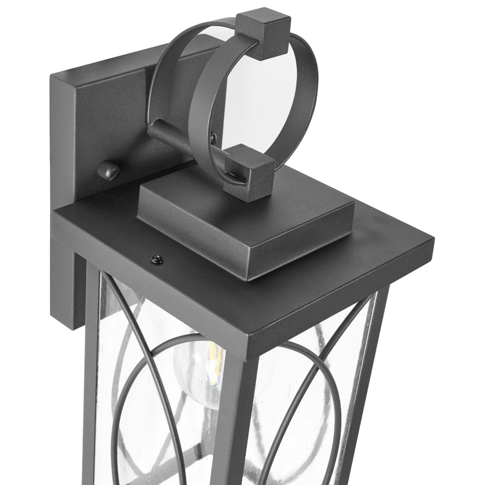 Set di 2 Applique da Esterno in Metallo Nero Stile Moderno per Ingresso e Portico