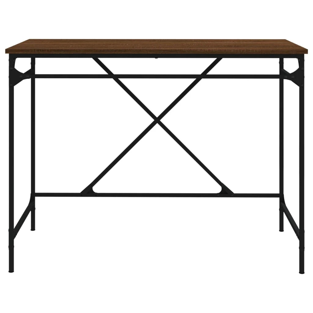 Scrivania tavolo postazione di lavoro mobile per computer studio rovere 100 x 50 x 75 cm legno ingegnerizzato e ferro marrone 02_0023598